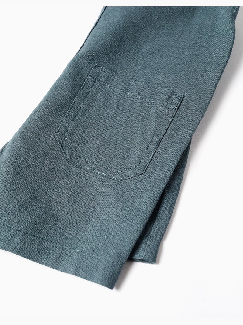 Salopette in lino e cotone con tasche Blu Blu - Kiabi