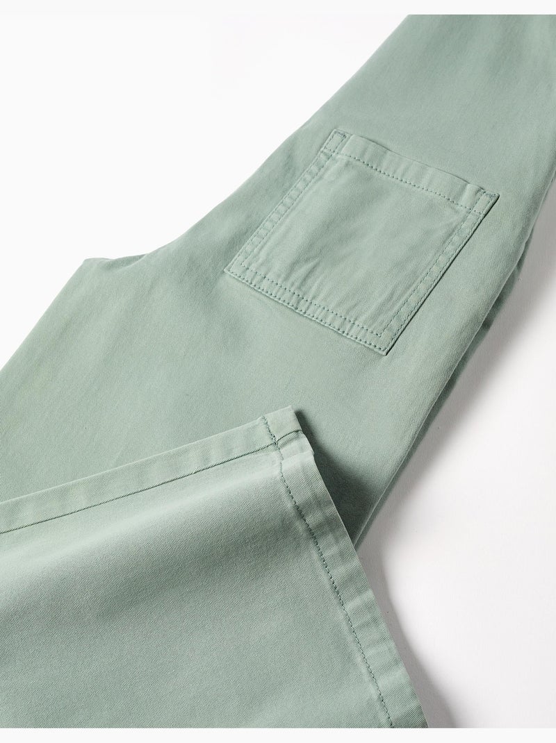 Salopette in twill a gamba larga Verde - Kiabi