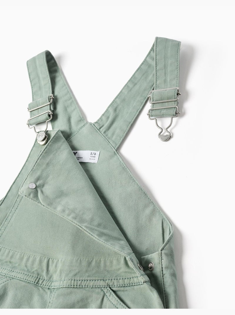 Salopette in twill a gamba larga Verde - Kiabi