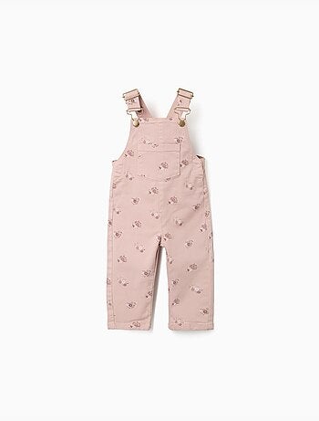 Salopette in twill con motivo floreale