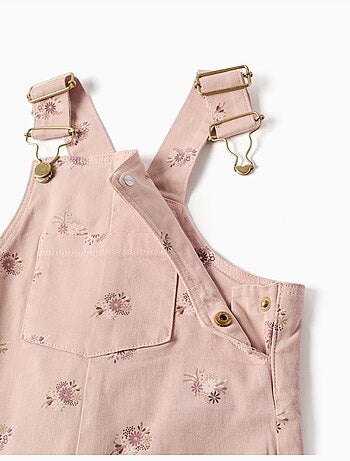 Salopette in twill con motivo floreale