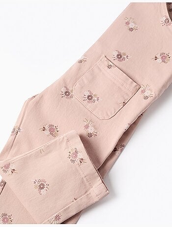 Salopette in twill con motivo floreale