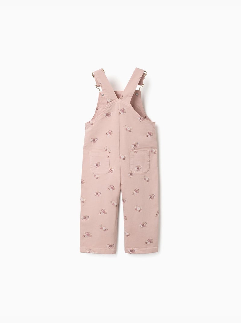 Salopette in twill con motivo floreale Rosa chiaro - Kiabi