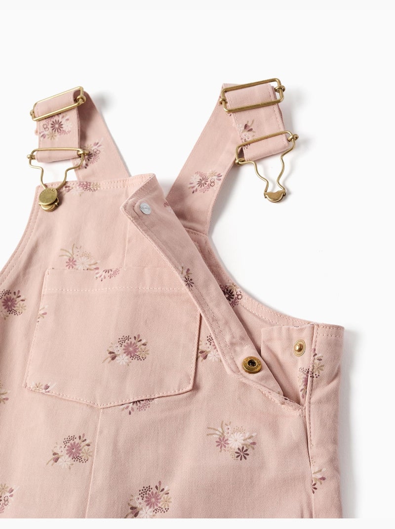 Salopette in twill con motivo floreale Rosa chiaro - Kiabi