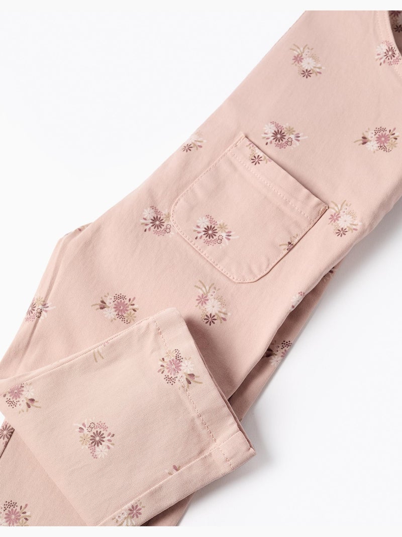 Salopette in twill con motivo floreale Rosa chiaro - Kiabi