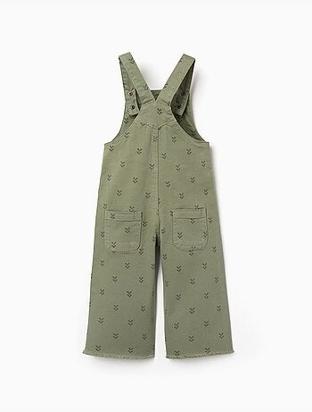 Salopette in twill con motivo floreale