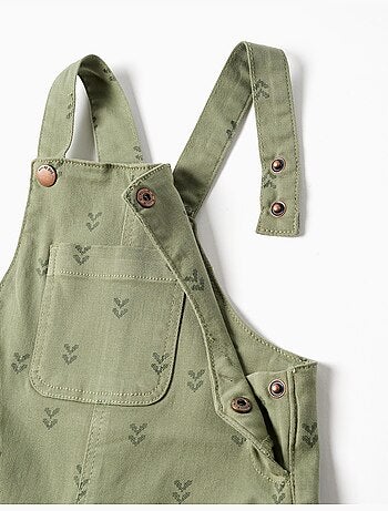 Salopette in twill con motivo floreale