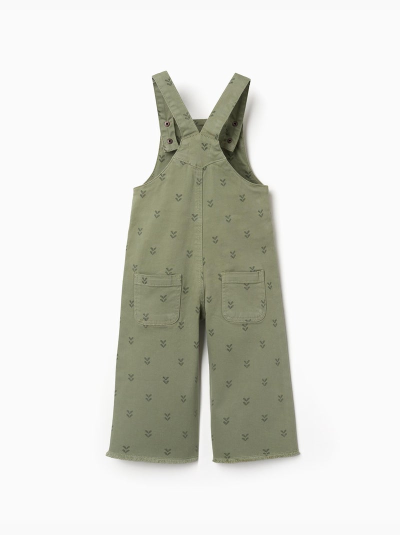 Salopette in twill con motivo floreale Verde scuro - Kiabi