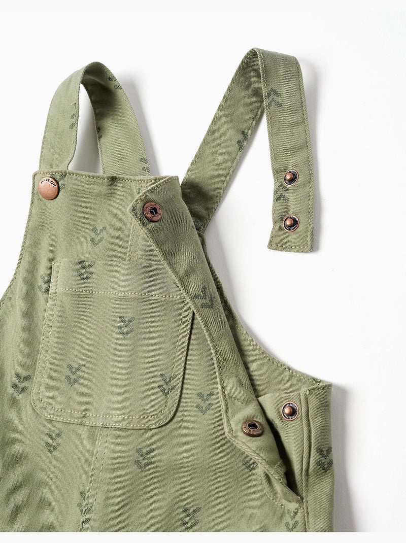 Salopette in twill con motivo floreale Verde scuro - Kiabi
