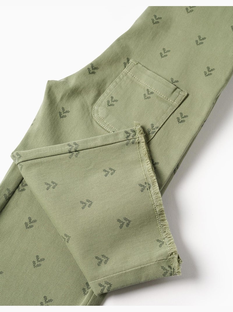 Salopette in twill con motivo floreale Verde scuro - Kiabi
