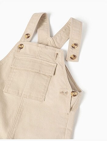 Salopette in twill con tasca a patta