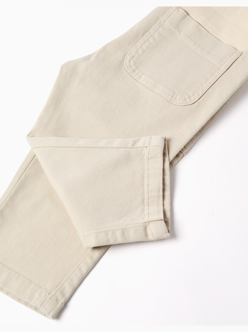 Salopette in twill con tasca cargo Beige chiaro - Kiabi