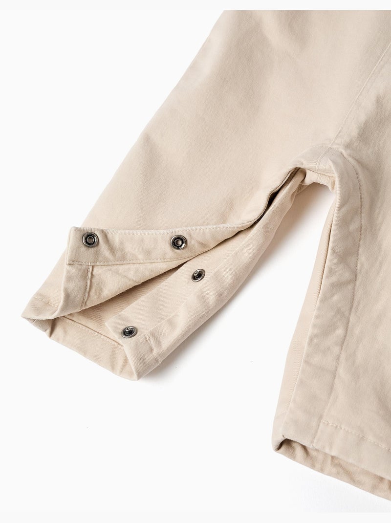 Salopette in twill con tasca frontale Beige chiaro - Kiabi