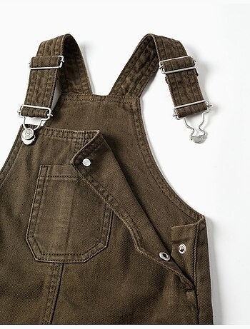 Salopette in twill con tasca frontale