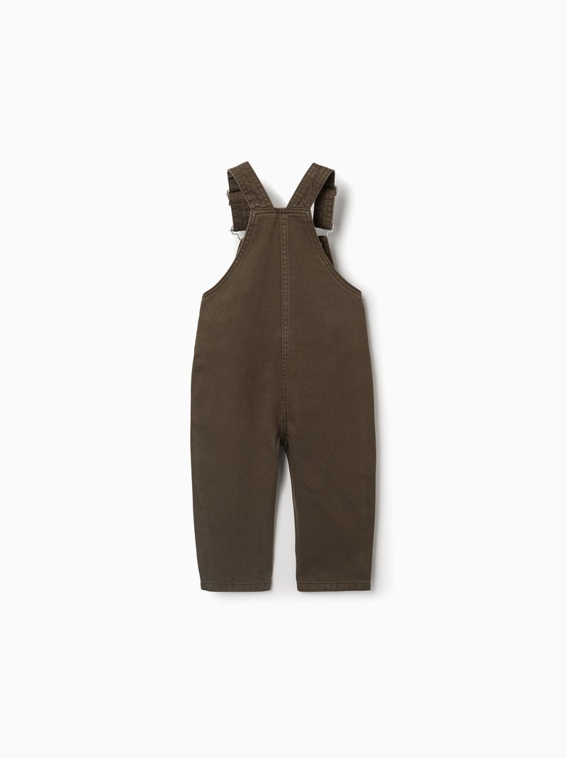 Salopette in twill con tasca frontale Verde scuro - Kiabi
