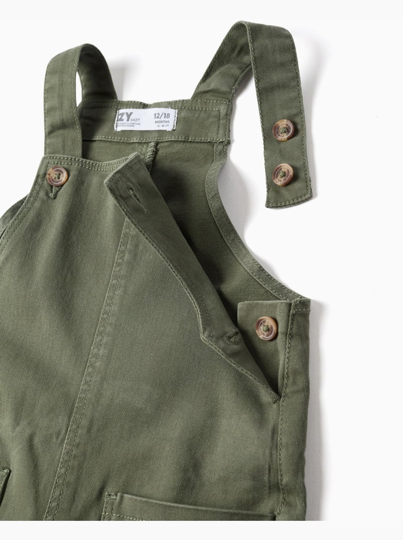 Salopette in twill con tasche cargo Verde scuro - Kiabi