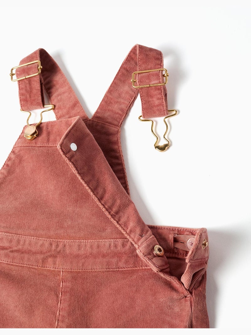 Salopette in velluto a coste con tasche Rosa - Kiabi