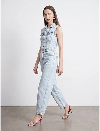 Salopette jumpsuit in denim di cotone a gamba dritta dilvin