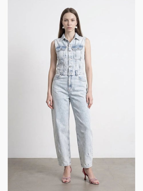 Salopette jumpsuit in denim di cotone a gamba dritta dilvin - Kiabi