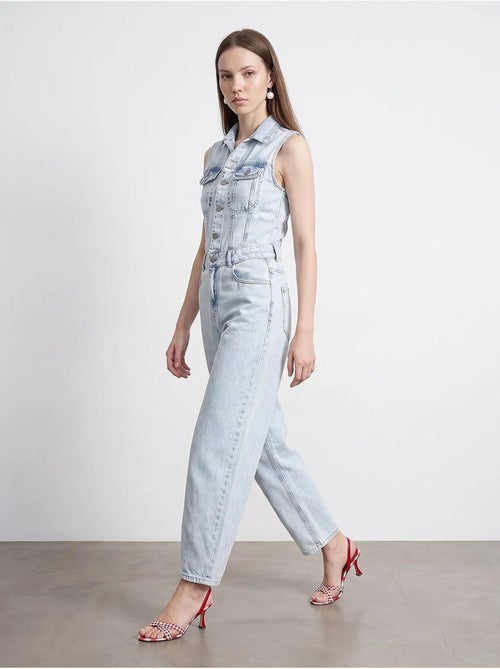 Salopette jumpsuit in denim di cotone a gamba dritta dilvin - Kiabi