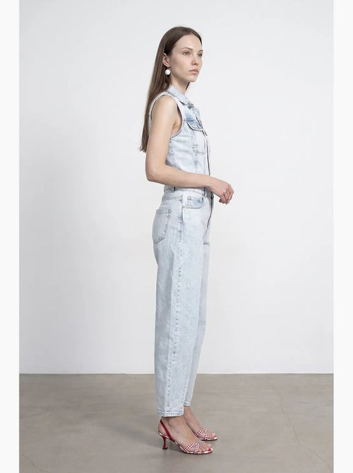 Salopette jumpsuit in denim di cotone a gamba dritta dilvin - Kiabi