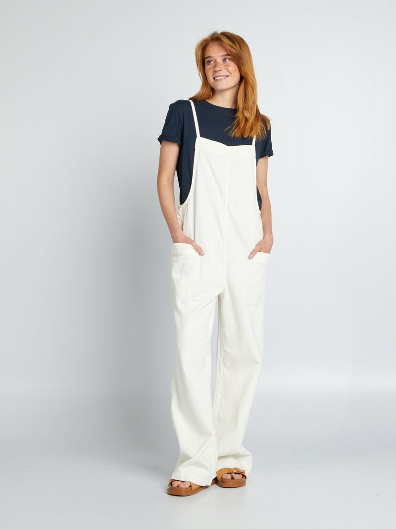 Salopette larga in jeans BIANCO - Kiabi