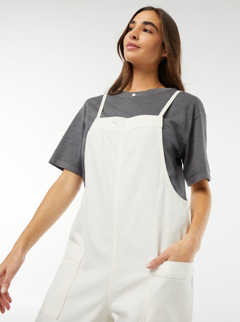 Salopette larga in jeans Bianco - Kiabi