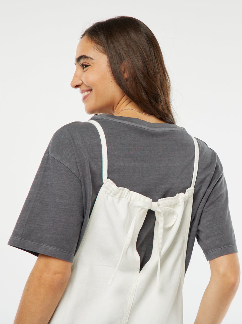 Salopette larga in jeans Bianco - Kiabi