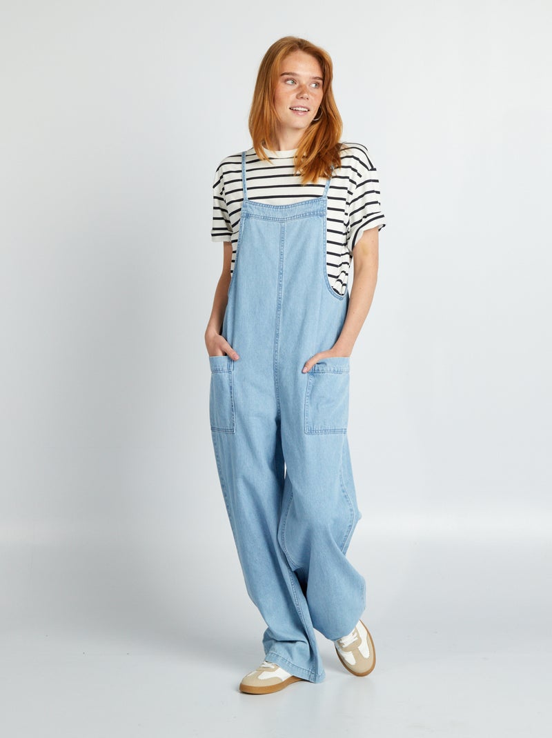 Salopette larga in jeans BLU - Kiabi
