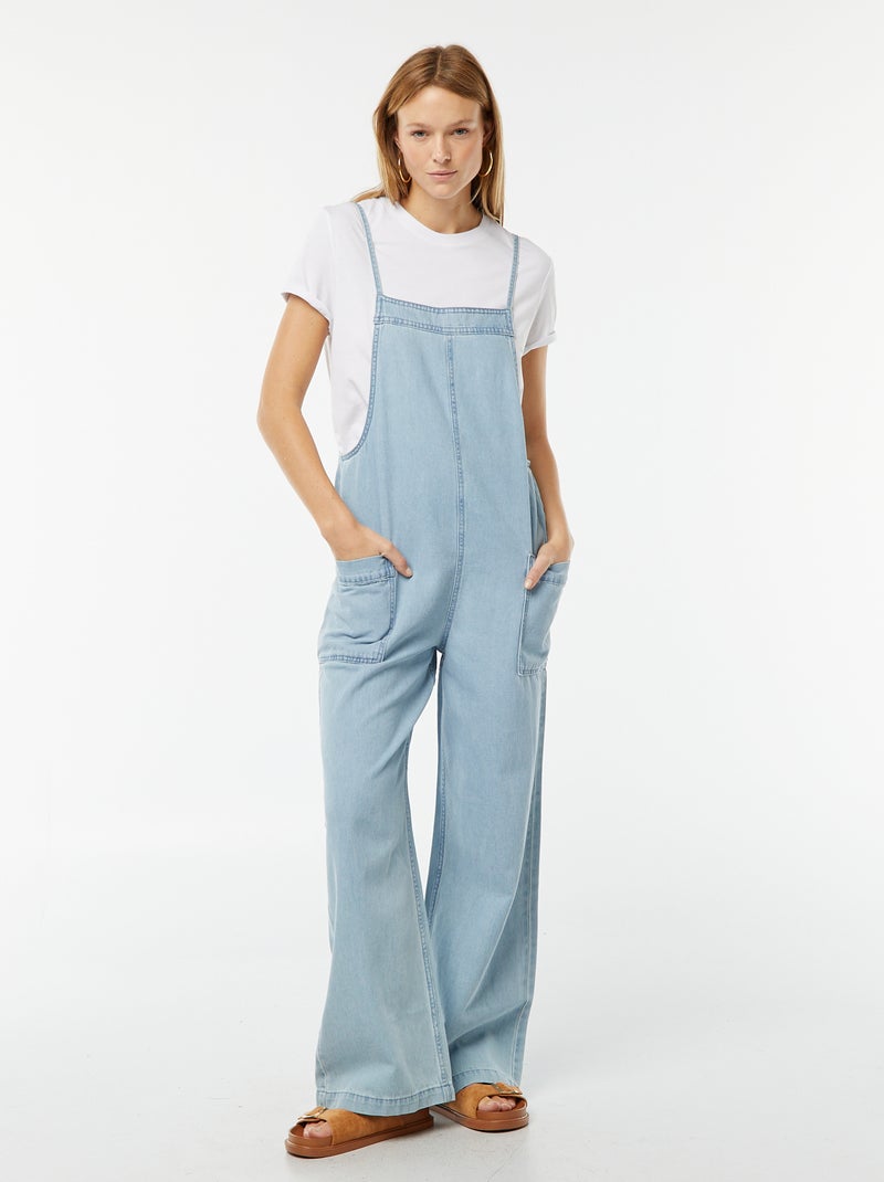 Salopette larga in jeans Blu - Kiabi