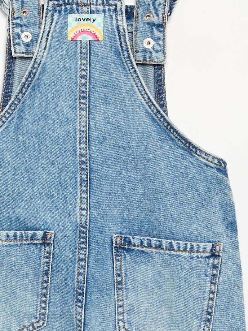 Salopette lunga in denim con bretelle a balze Blu - Kiabi