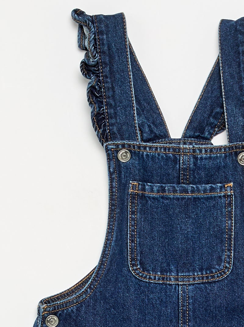 Salopette lunga in denim con bretelle a balze Blu - Kiabi