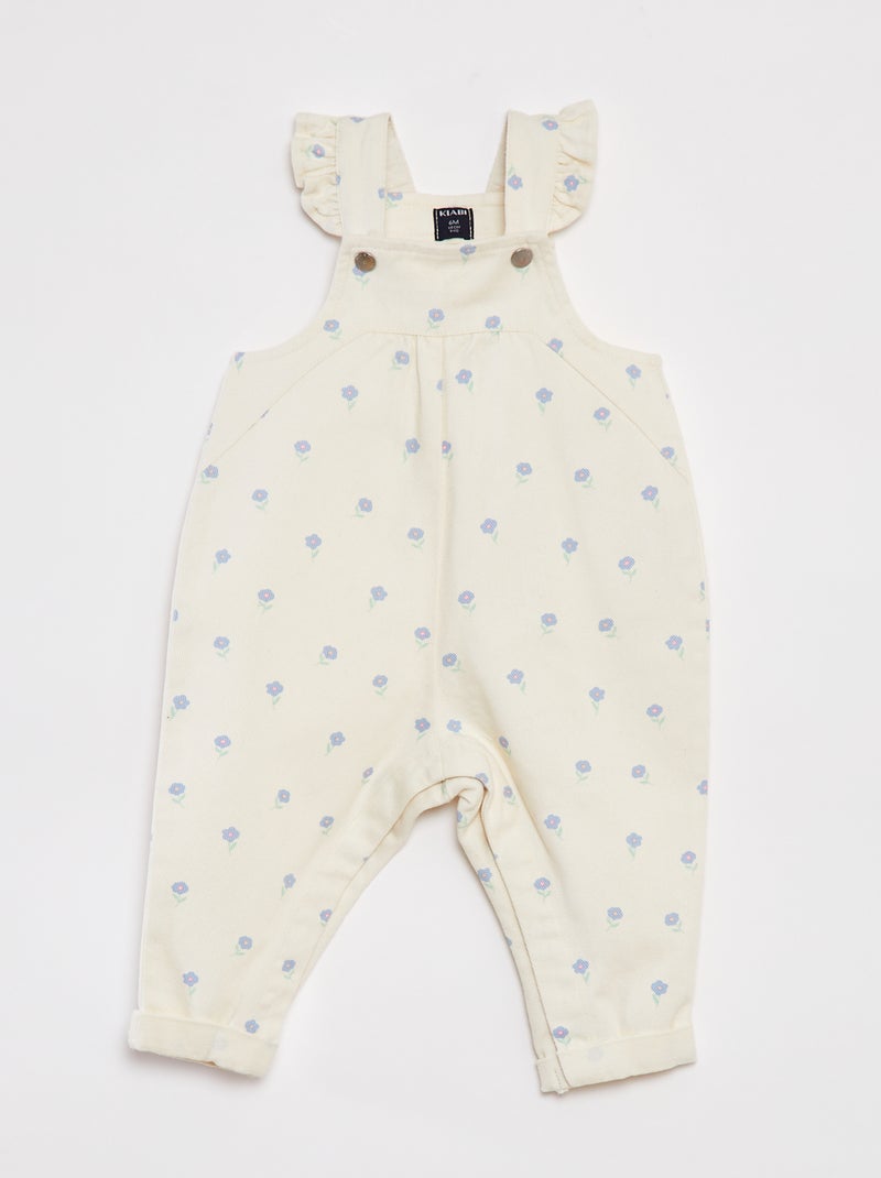 Salopette lunga in denim con stampa BIANCO - Kiabi