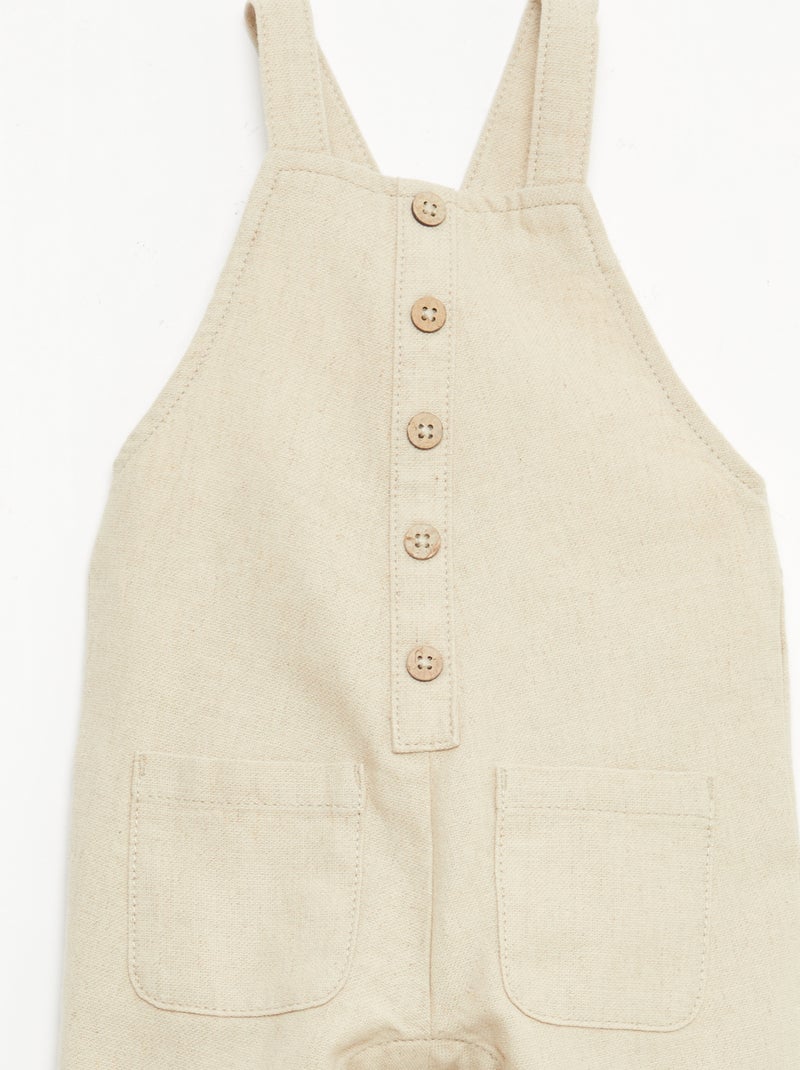 Salopette lunga in lino misto Beige - Kiabi