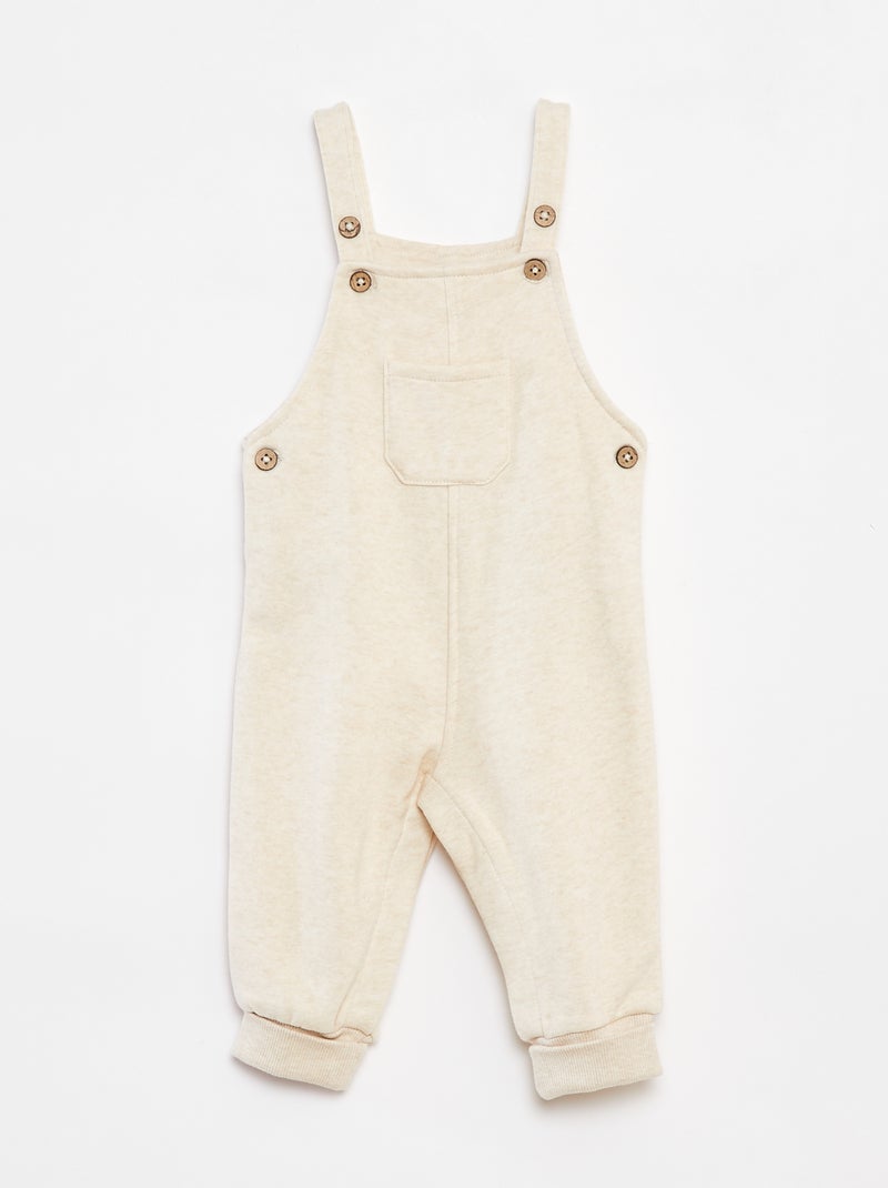 Salopette lunga in tessuto felpato con bretelle regolabili Beige - Kiabi