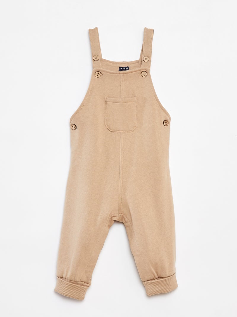 Salopette lunga in tessuto felpato con bretelle regolabili Beige - Kiabi