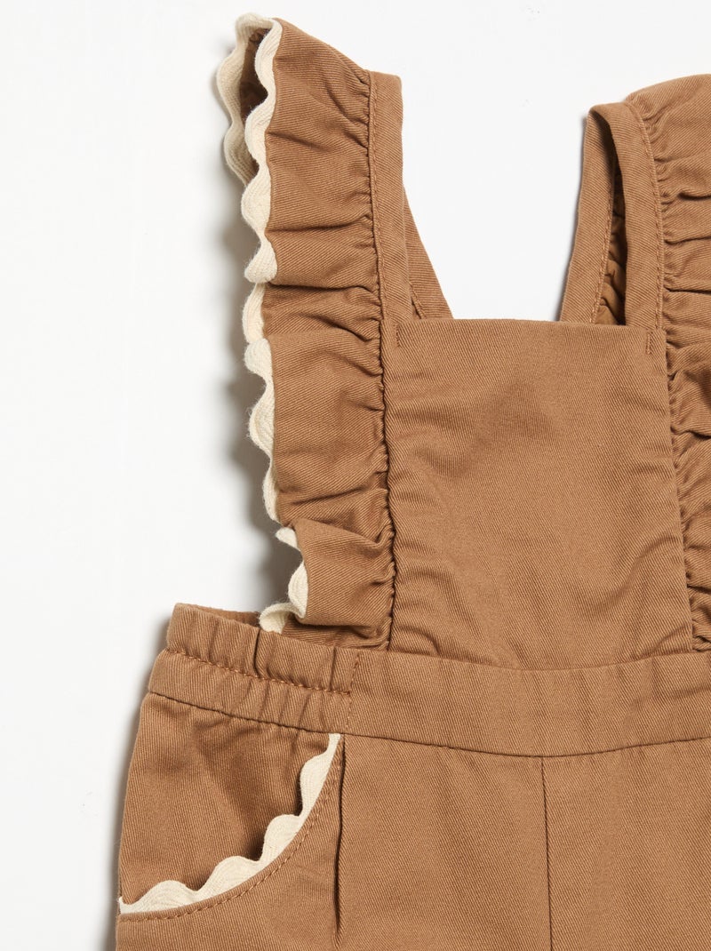 Salopette lunga in twill Beige - Kiabi