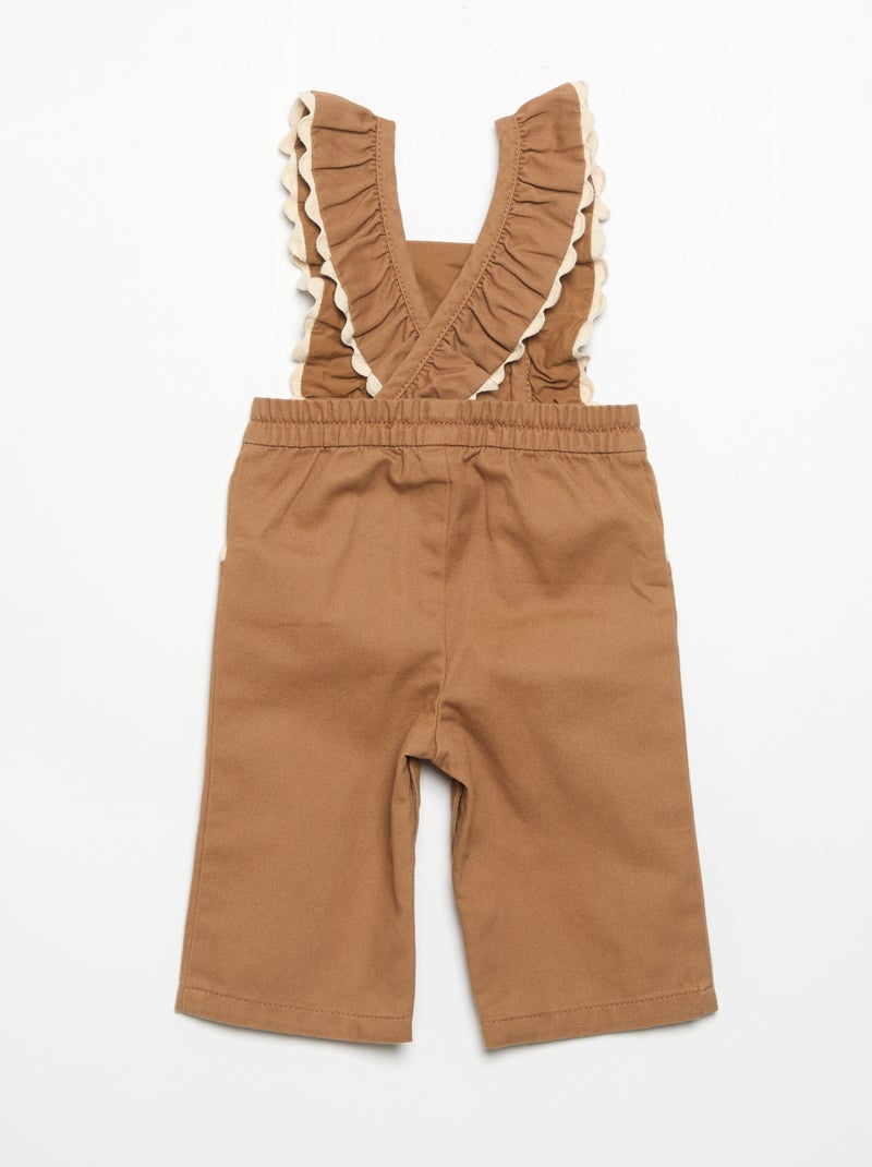 Salopette lunga in twill Beige - Kiabi