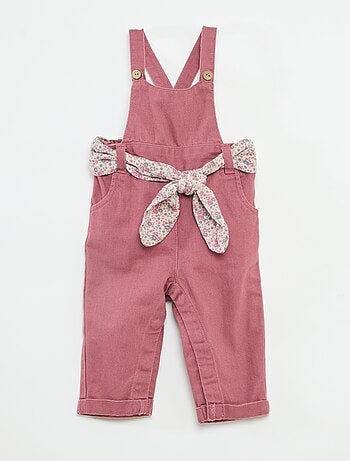 Salopette lunga in twill con cintura in garza di cotone