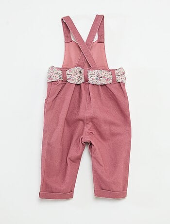 Salopette lunga in twill con cintura in garza di cotone