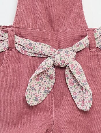 Salopette lunga in twill con cintura in garza di cotone