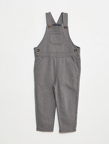 Salopette lunga in twill con taschino sul petto