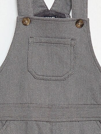 Salopette lunga in twill con taschino sul petto