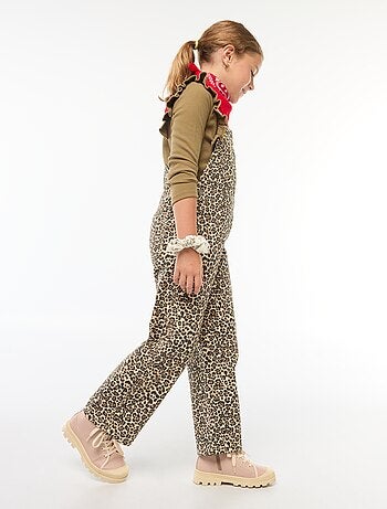 Salopette pantaloni leopardata