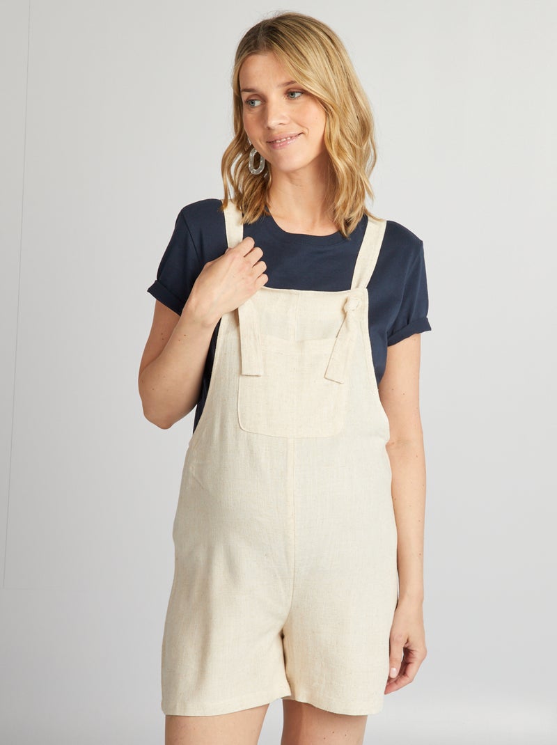Salopette premaman in misto lino BEIGE - Kiabi