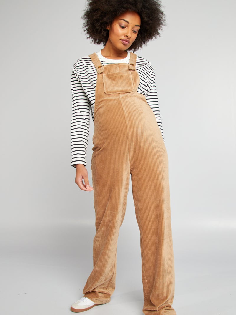 Salopette premaman in velluto BEIGE - Kiabi