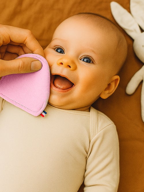 Salviettine lavabili in cotone biologico bianco e rosa - Kiabi