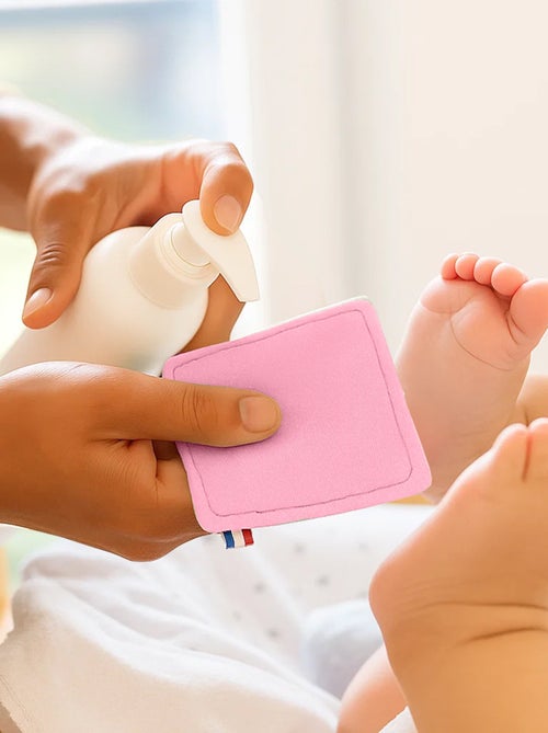 Salviettine lavabili in cotone biologico bianco e rosa - Kiabi