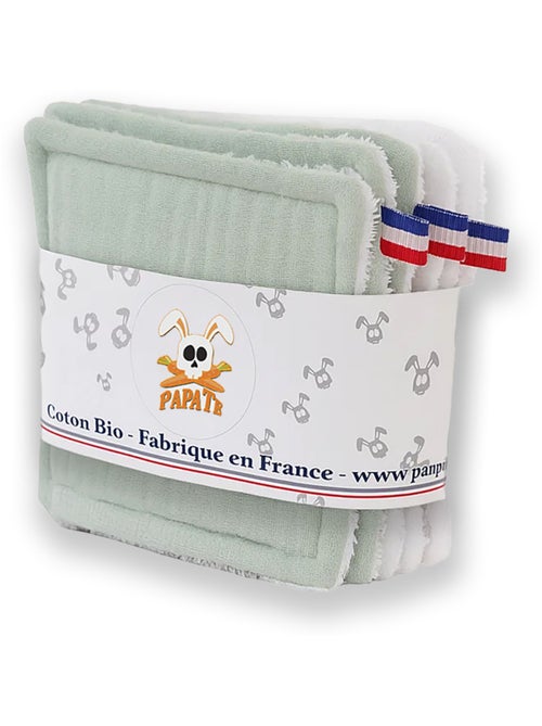 Salviettine lavabili in cotone biologico bianco e verde - Kiabi