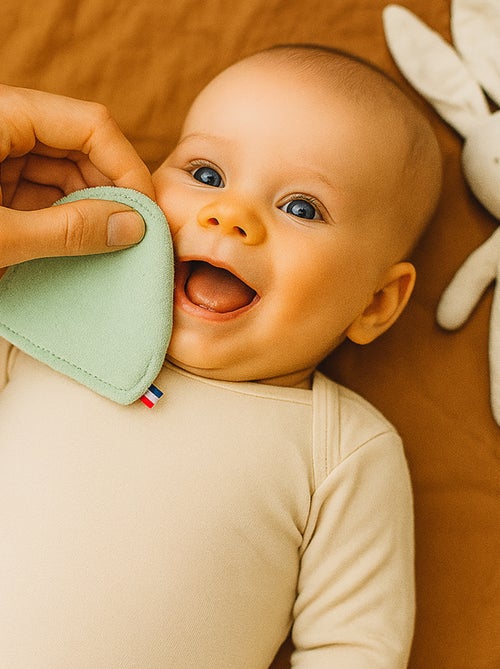 Salviettine lavabili in cotone biologico bianco e verde - Kiabi